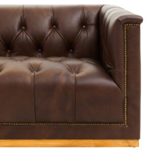 King Three Seater Modern Chesterfield Dark Brown Leather Sofa