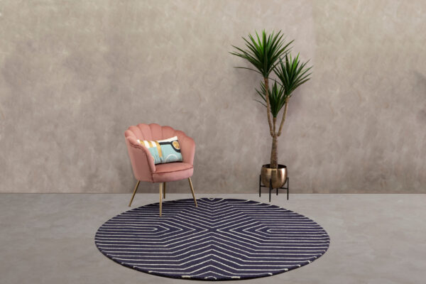 Bosie Moyo Blue And White Round Rug