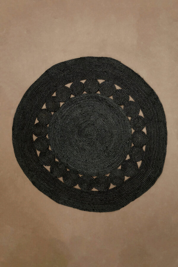 Bosie Demir Round Black Jute Woven Rug