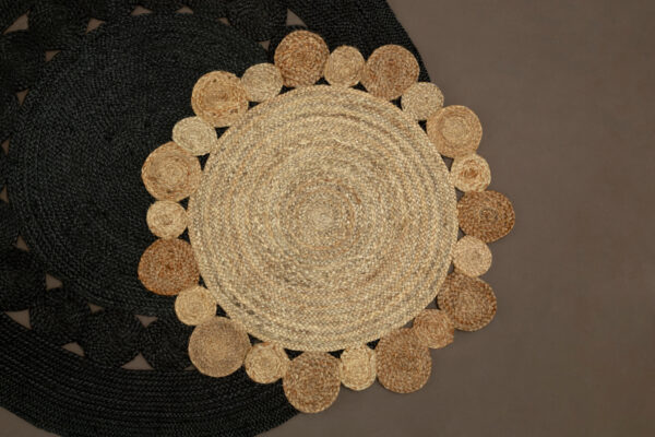 Bosie Demir Round Black Jute Woven Rug