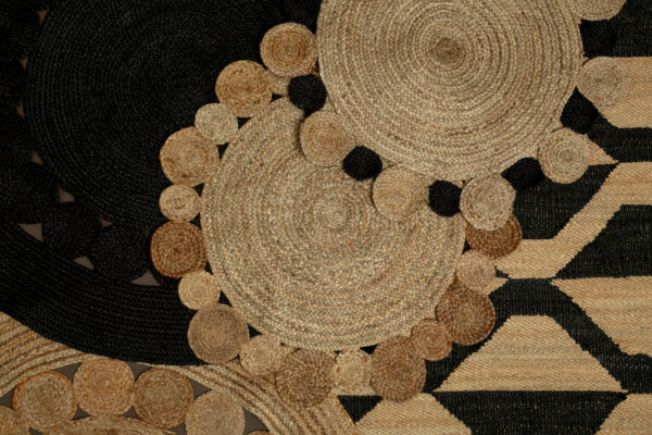 Bosie Demir Round Black Jute Woven Rug
