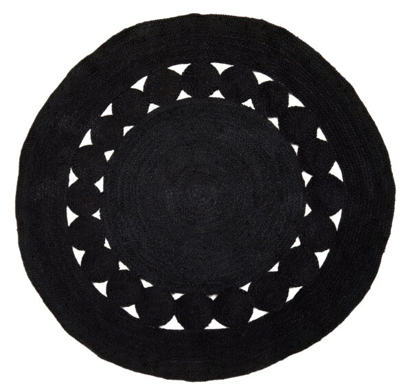 Bosie Demir Round Black Jute Woven Rug