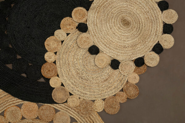 Bosie Demir Small Round Natural and Black Jute Rug