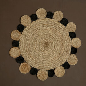 Bosie Demir Small Round Natural and Black Jute Rug