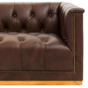 King Three Seater Modern Chesterfield Dark Brown Leather Sofa