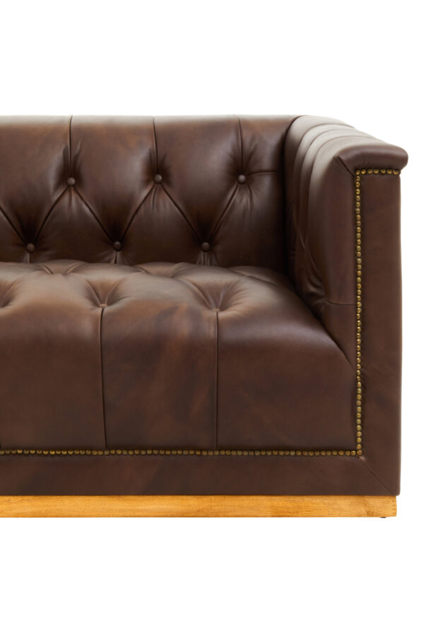 King Three Seater Modern Chesterfield Dark Brown Leather Sofa