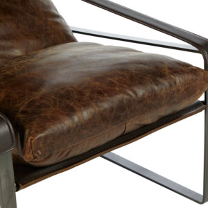Hoxton Brown Leather Sledge Base Lounge Chair