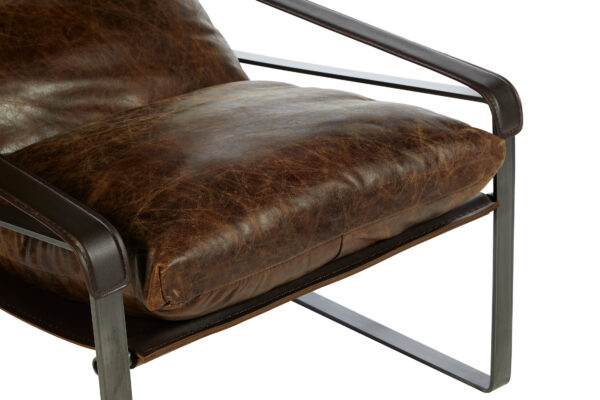 Hoxton Brown Leather Sledge Base Lounge Chair