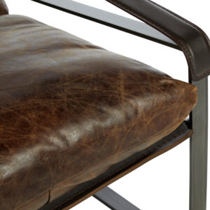 Hoxton Brown Leather Sledge Base Lounge Chair