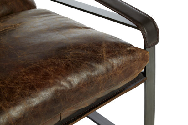Hoxton Brown Leather Sledge Base Lounge Chair