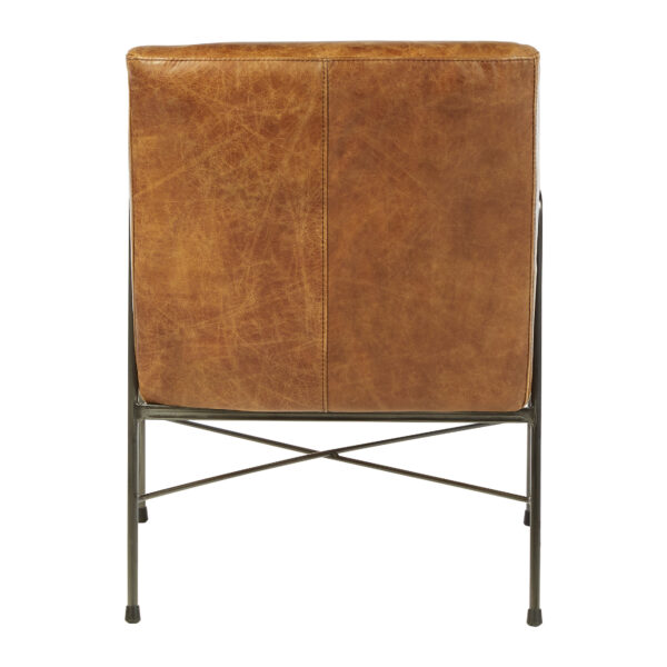 Hoxton Light Brown Genuine Leather and Iron Lounge Chair