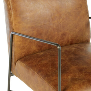 Hoxton Light Brown Genuine Leather and Iron Lounge Chair