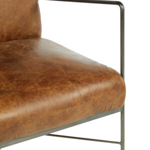 Hoxton Light Brown Genuine Leather and Iron Lounge Chair