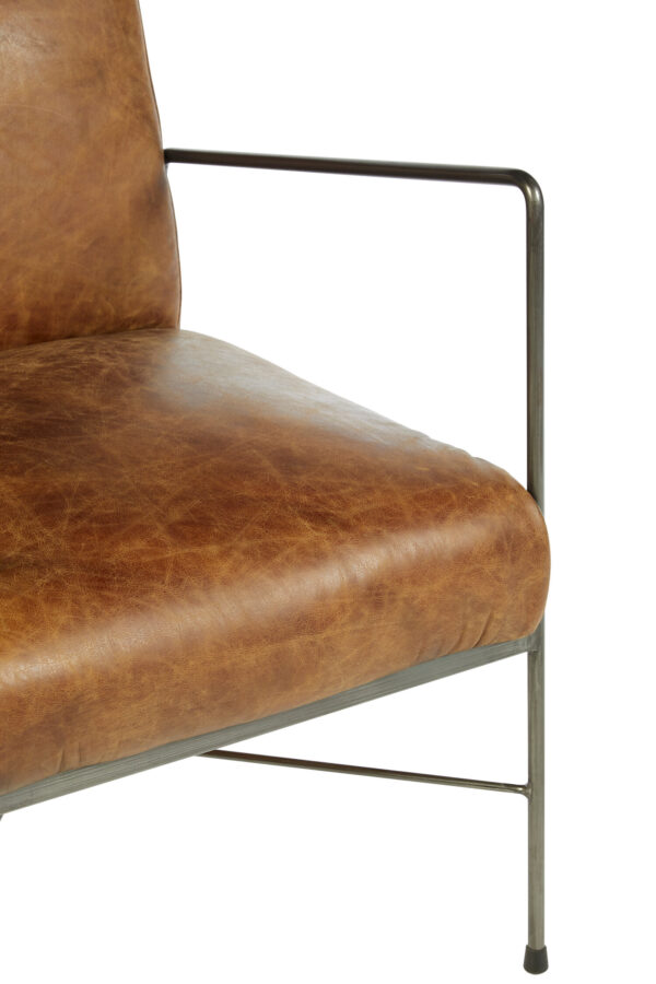 Hoxton Light Brown Genuine Leather and Iron Lounge Chair