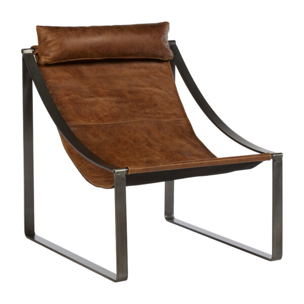 Hoxton Genuine Light Brown Leather Sling Chair