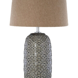 Udele Table Lamp With Brown Linen Shade