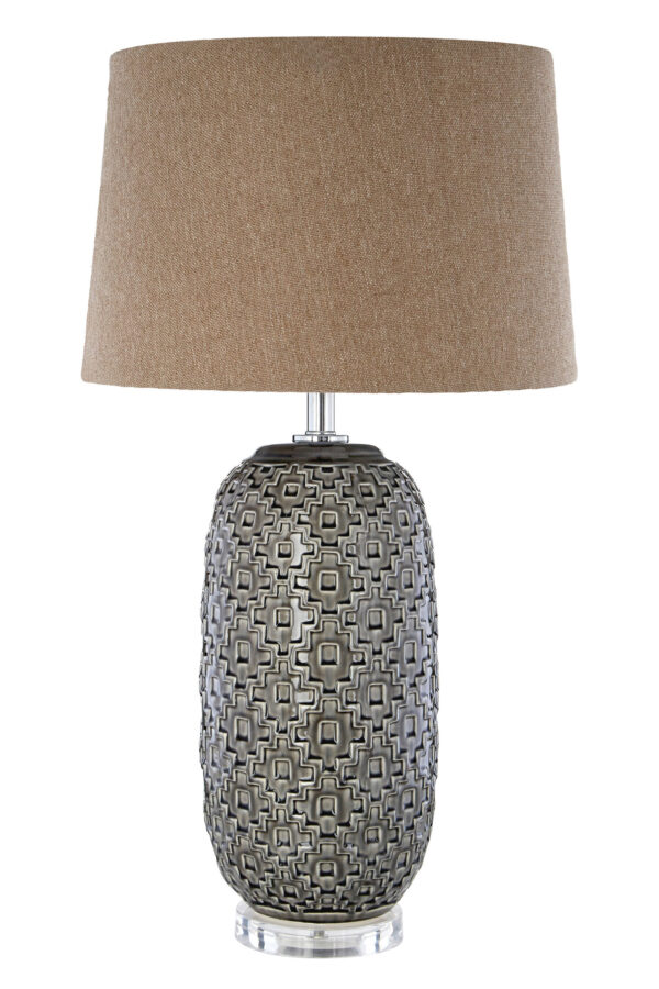 Udele Table Lamp With Brown Linen Shade