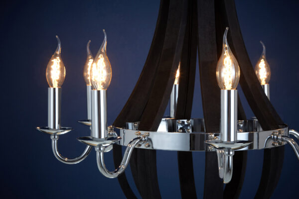 Kensington Townhouse Black 8 Bulb Curved Chandelier