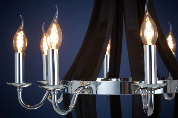 Kensington Townhouse Black 8 Bulb Curved Chandelier
