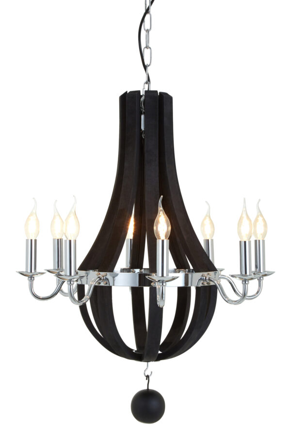 Kensington Townhouse Black 8 Bulb Curved Chandelier