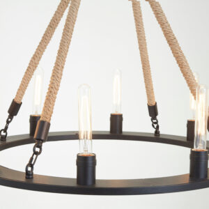 Hampstead 8 Bulb Rope and Metal Hoop Chandelier