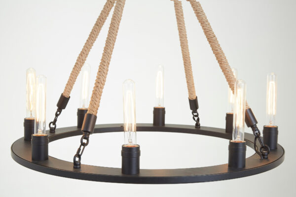 Hampstead 8 Bulb Rope and Metal Hoop Chandelier