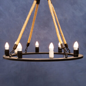 Hampstead 8 Bulb Rope and Metal Hoop Chandelier