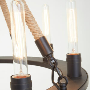 Hampstead 8 Bulb Rope and Metal Hoop Chandelier