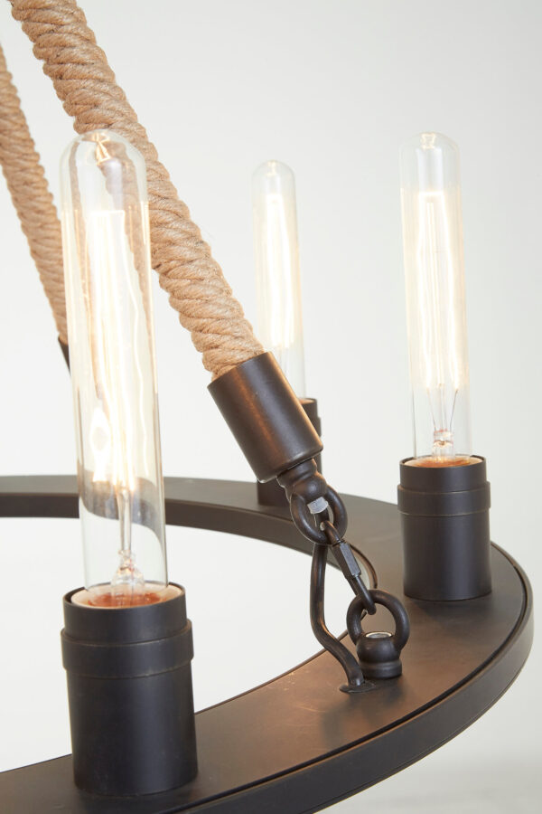 Hampstead 8 Bulb Rope and Metal Hoop Chandelier