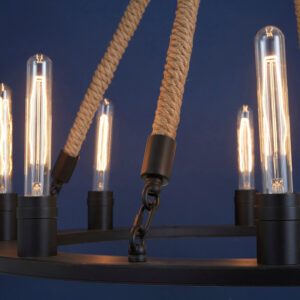 Hampstead 8 Bulb Rope and Metal Hoop Chandelier