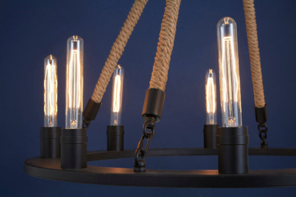 Hampstead 8 Bulb Rope and Metal Hoop Chandelier