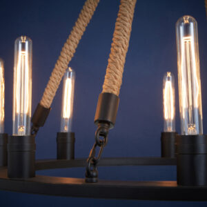 Hampstead 8 Bulb Rope and Metal Hoop Chandelier
