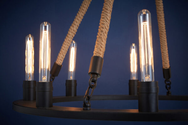 Hampstead 8 Bulb Rope and Metal Hoop Chandelier