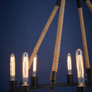 Hampstead 8 Bulb Rope and Metal Hoop Chandelier