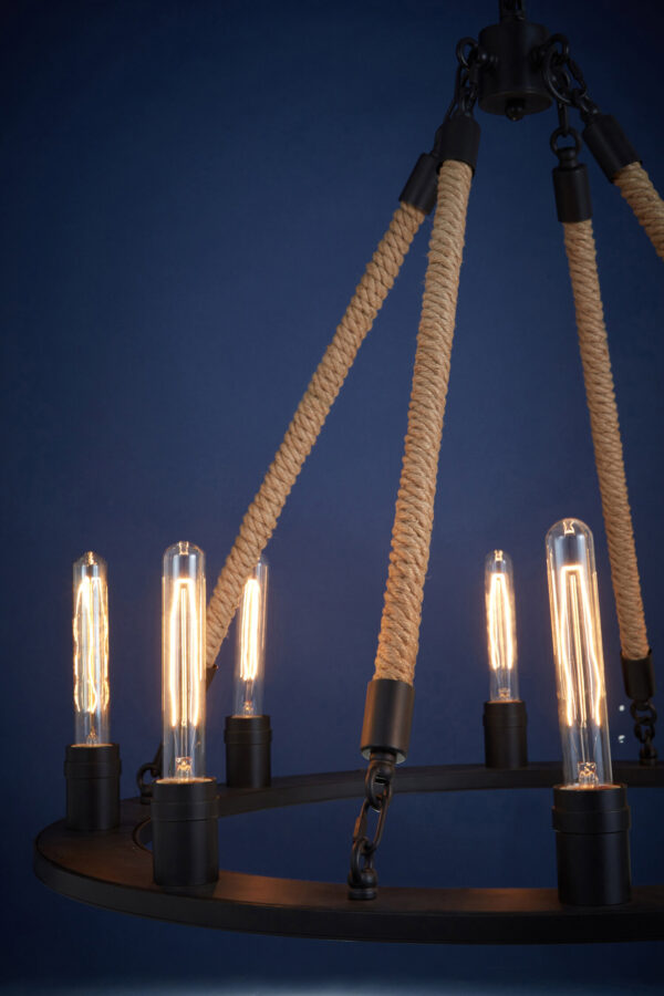 Hampstead 8 Bulb Rope and Metal Hoop Chandelier