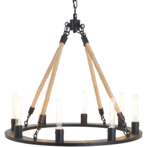Hampstead 8 Bulb Rope and Metal Hoop Chandelier