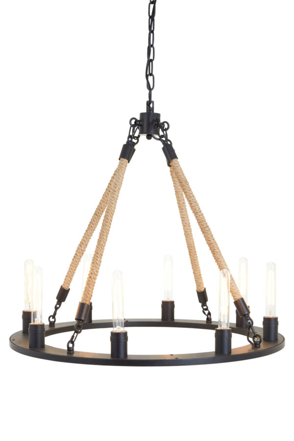 Hampstead 8 Bulb Rope and Metal Hoop Chandelier