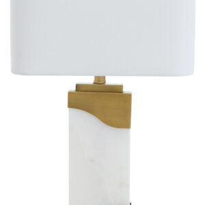 Edith Table Lamp in White Marble and Gold