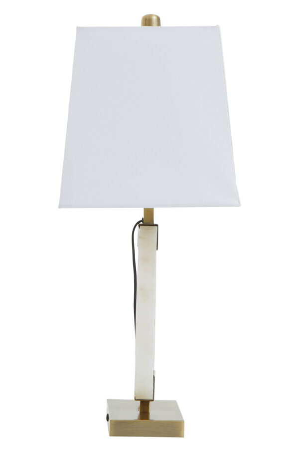 Elora Circular Marble Table Lamp with Ivory Shade