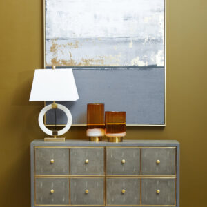 Elora Circular Marble Table Lamp with Ivory Shade