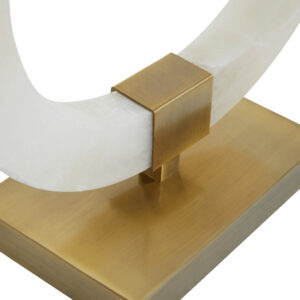 Elora Circular Marble Table Lamp with Ivory Shade