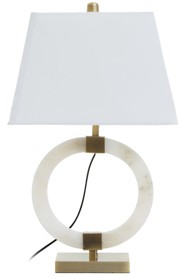 Elora Circular Marble Table Lamp with Ivory Shade