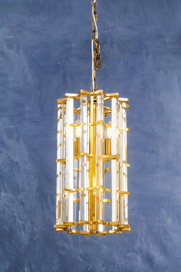 Karli Brass Finish Small Vertical Pendant Light
