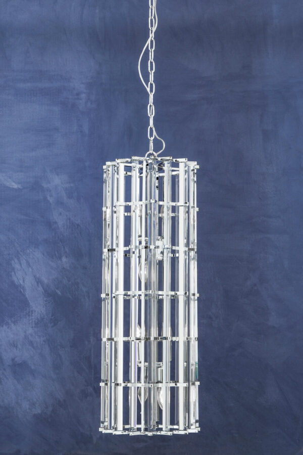 Karli Glass And Chrome Finish Large Vertical Pendant Light