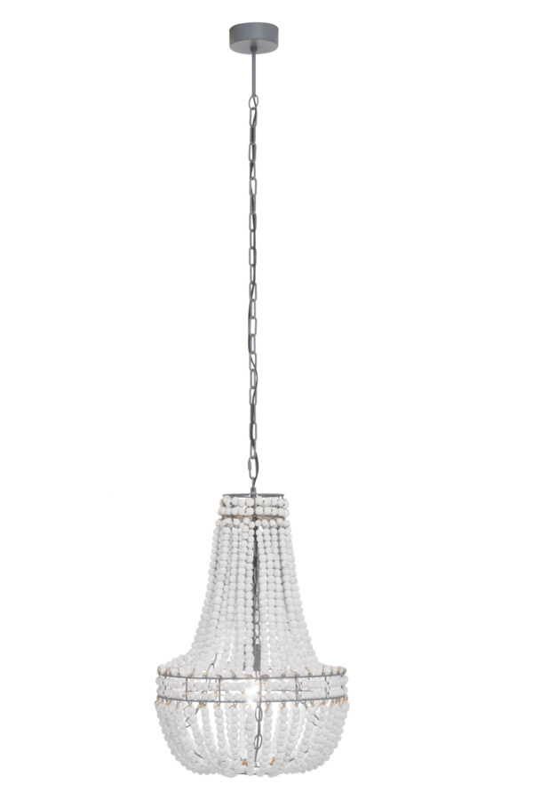 Lapiz Antique White Wooden Beads Chandelier