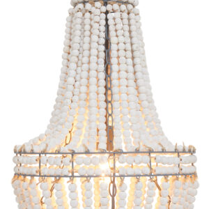 Lapiz Antique White Wooden Beads Chandelier