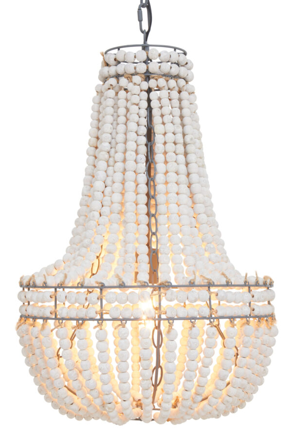 Lapiz Antique White Wooden Beads Chandelier