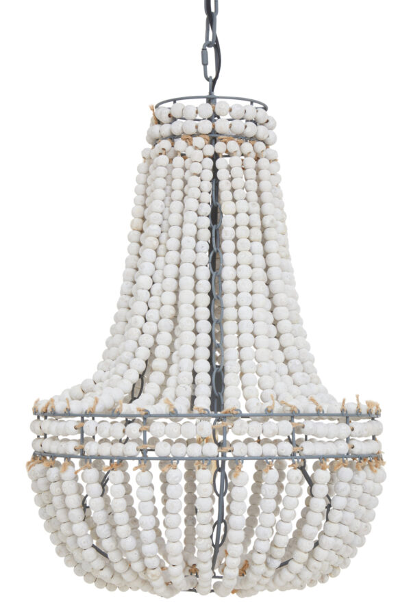 Lapiz Antique White Wooden Beads Chandelier
