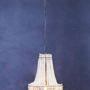Lapiz Antique White Wooden Beads Chandelier