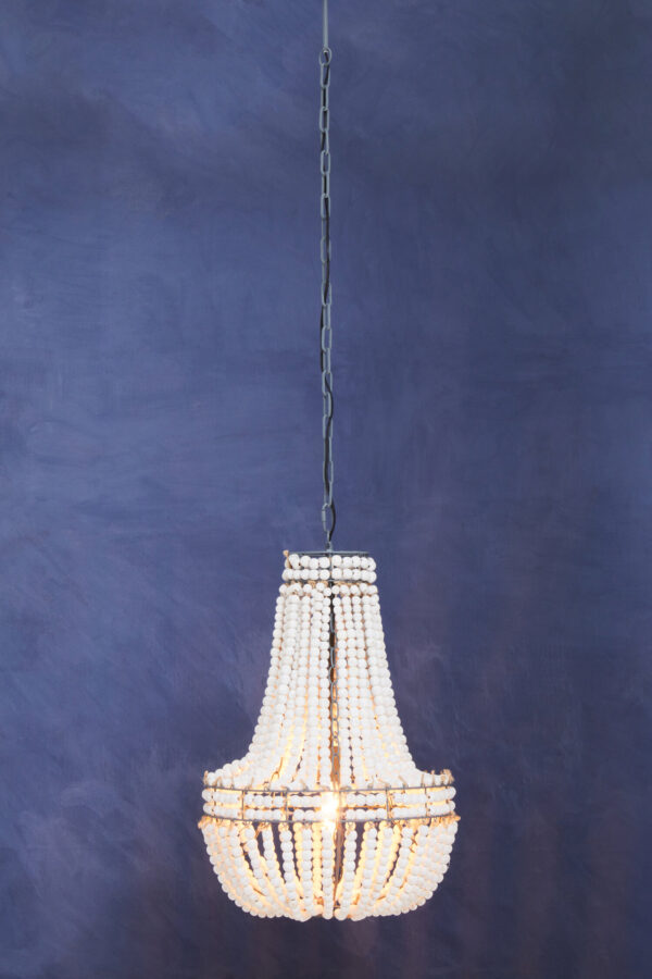 Lapiz Antique White Wooden Beads Chandelier